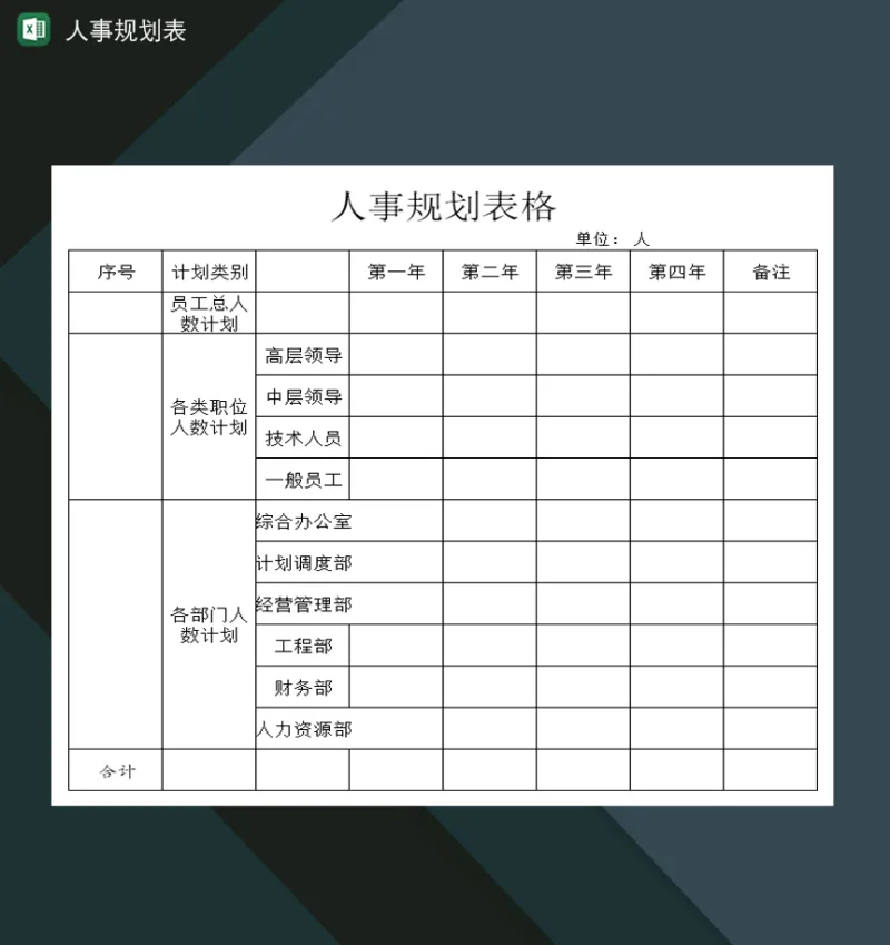 公司人事工作计划规划表格Excel模板
