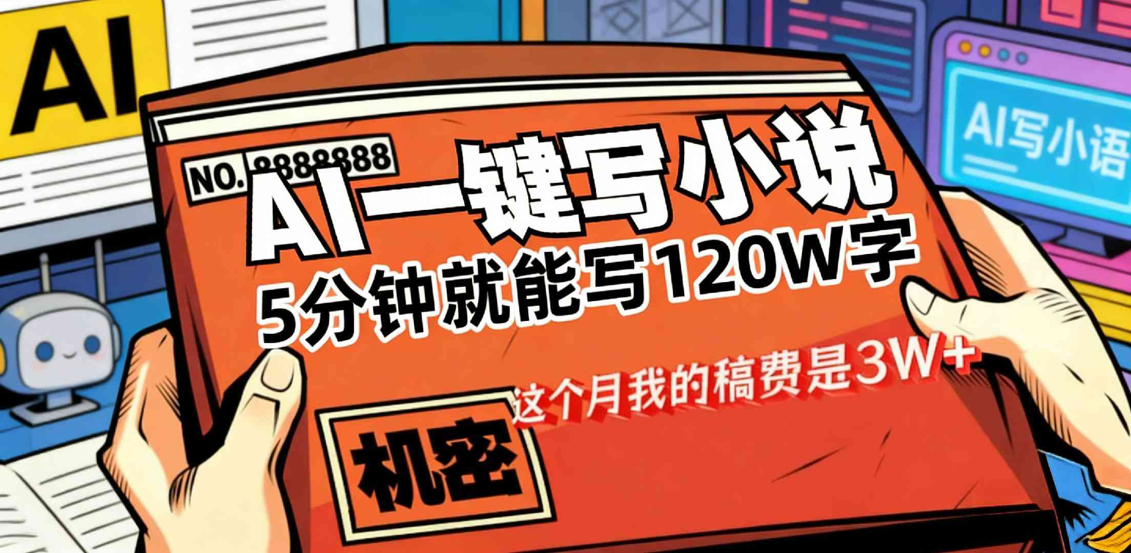 AI写小说变现项目，5分钟就能120W字，号称稿费3W+