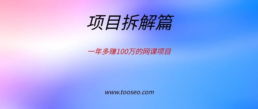 一年多赚100万的网课项目