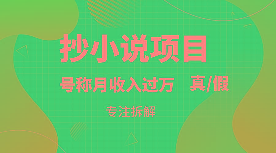 抄小说项目，号称月入过万，到底是否真实，能不能做，详细拆解
