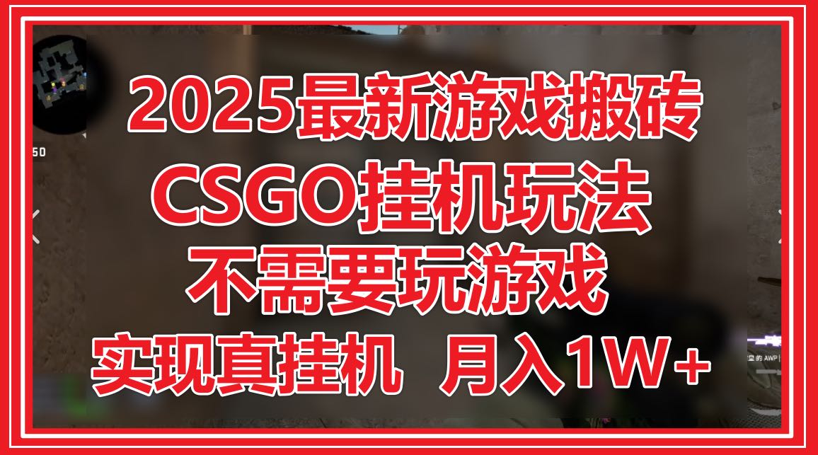 2025游戏搬砖，CSGO，不需要玩游戏，月入1W+