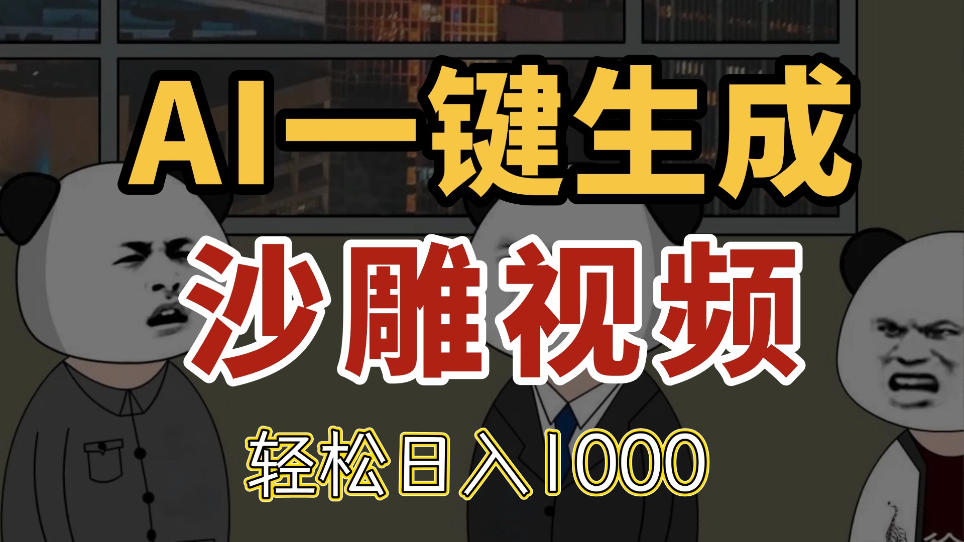 AI一键生成沙雕视频，一条视频千万播放，轻松日入1000