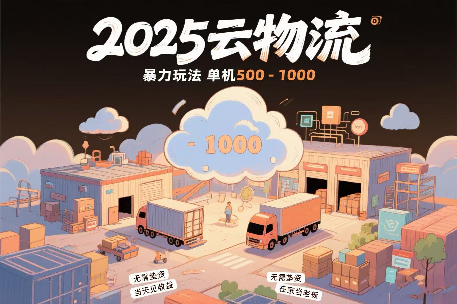 云物流赚差价，项目纯利润500~1000，无需垫资，当天到账。不需要有车，...