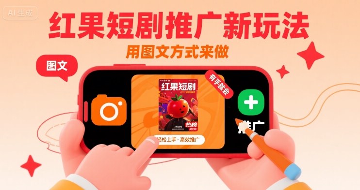 红果短剧推广新玩法，用图文方式来做，有手就会