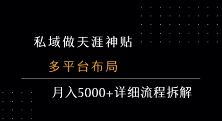 私域做天涯神贴 多平台布局 月入5k+详细流程拆解
