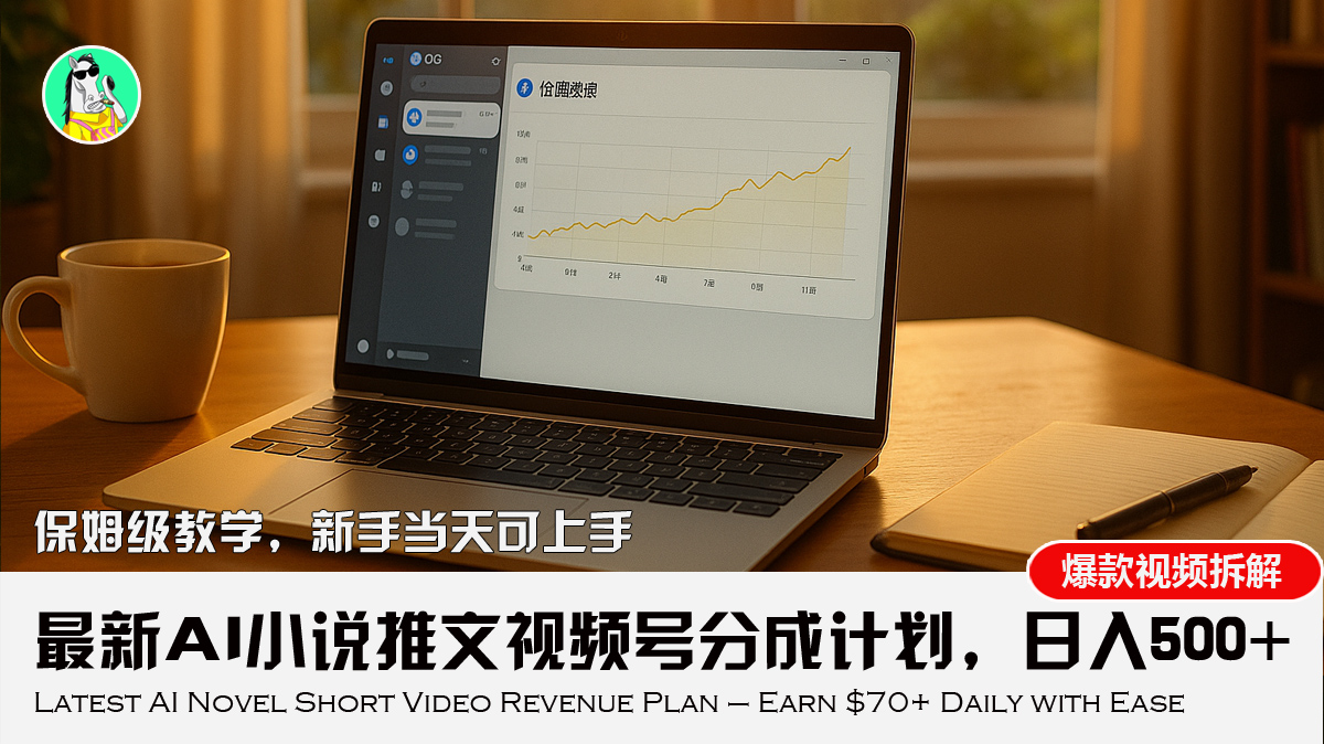 最新AI小说推文视频号分成计划，新手小白也能当天日入500+教程