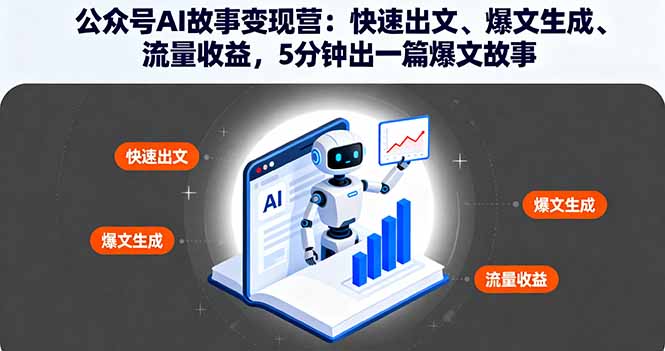 公众号AI故事变现营：快速出文、爆文生成、流量收益，5分钟出一篇爆文故事