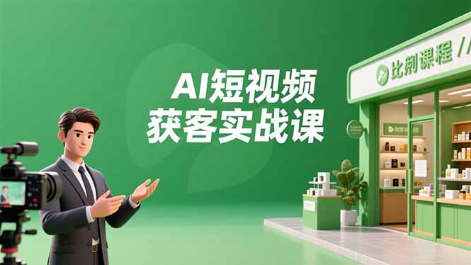 AI短视频获客实战课，数字人创作、实体行业应用、精准引流，30天获取客源月入6万+