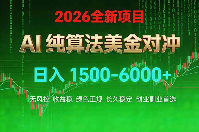 2026 全新美金对冲项目,不套平台赠金,不封号,纯算法,日入 1500-6000+