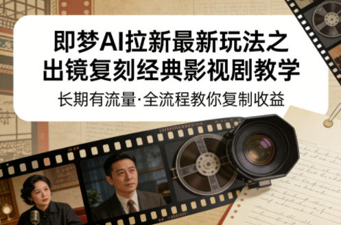即梦AI拉新最新玩法之出镜复刻经典影视剧教学，长期有流量，全流程教你复制收益