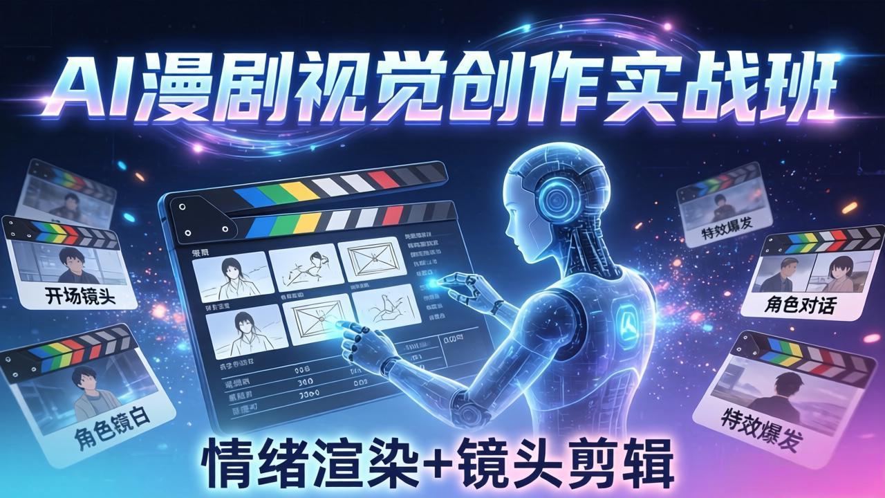 AI漫剧视觉导演思维实战班，成片全掌握，分镜设计情绪渲染一站学会