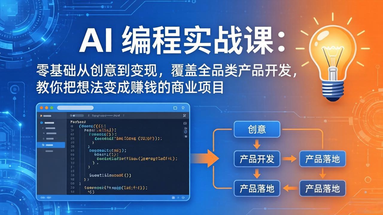 AI编程实战课-第三期-更新：零基础从创意到变现，覆盖全品类产品开发，把想法变成赚钱的项目