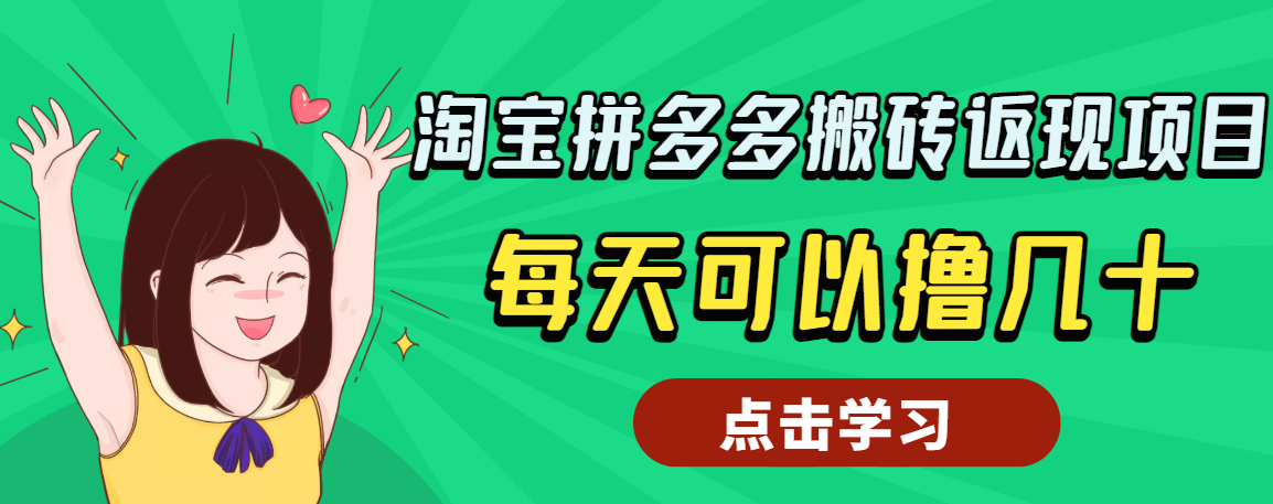 外面收费188的淘宝拼多多搬砖返现项目，每天可以撸几十