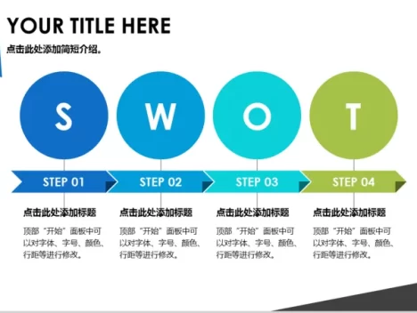 大方实用SWOT分析图PPT素材