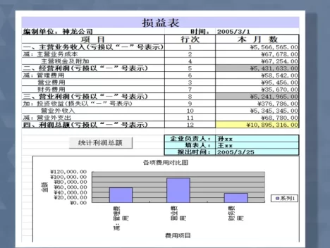 企业收入损益汇总报表明细Excel模板