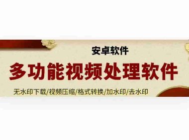 多功能视频处理软件,无水印下载/视频压缩/格式转换/加水印/去水印