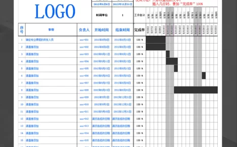 工作计划表变为进度条的模板进度计划报表Excel模板