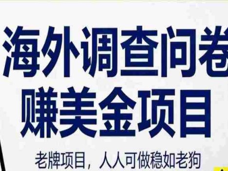 海外调查问卷赚美刀实战教学，老牌项目，人人可做稳如老狗