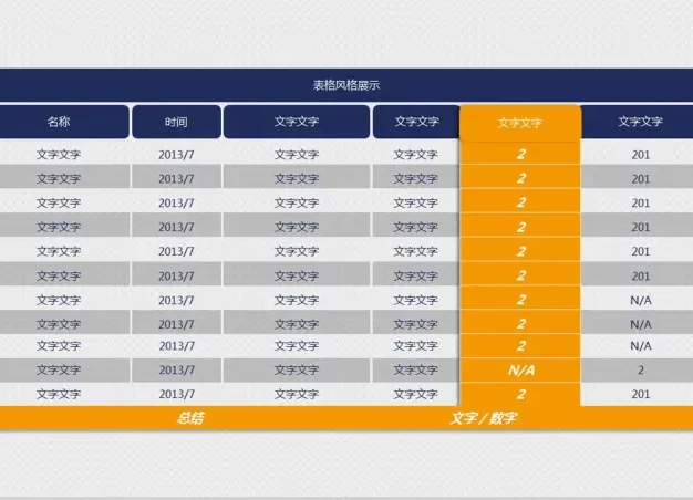 重点项目强调PPT表格模板