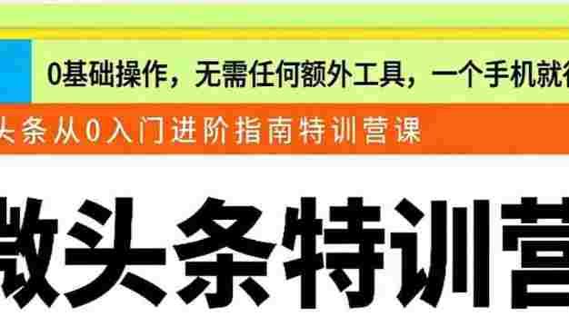 【落地项目】微头条从0入门到进阶指南，0基础一部手机即可操作