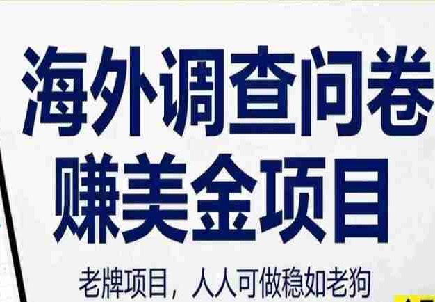 海外调查问卷赚美刀实战教学，老牌项目，人人可做稳如老狗