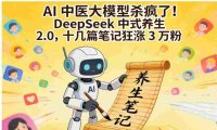 AI 中医大模型杀疯了!DeepSeek 中式养生 2.0,号称十几篇笔记狂涨 3 万粉