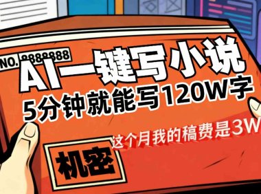 AI写小说变现项目,5分钟就能120W字,号称稿费3W+