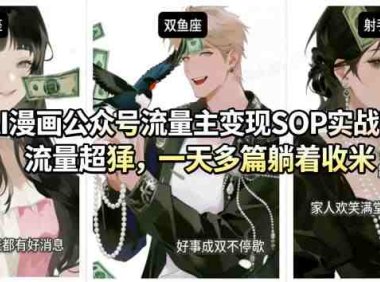 AI漫画公众号流量主变现SOP实战课,流量猛,制作简单,号称一天多篇可以躺着收米