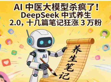 AI 中医大模型杀疯了!DeepSeek 中式养生 2.0,号称十几篇笔记狂涨 3 万粉