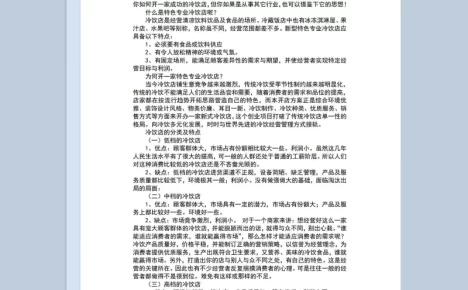特色专业冷饮店开店方案创业计划书Word模板