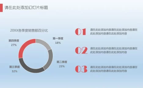 清新简约数据百分比饼状图PPT图表模板