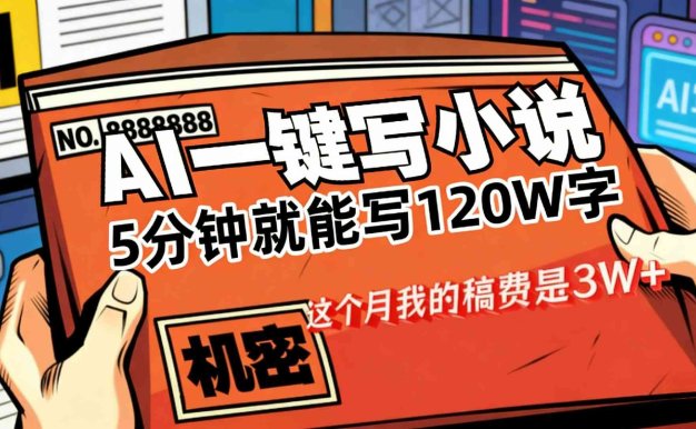 AI写小说变现项目，5分钟就能120W字，号称稿费3W+