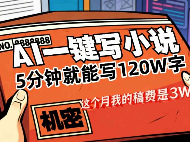 AI写小说变现项目，5分钟就能120W字，号称稿费3W+