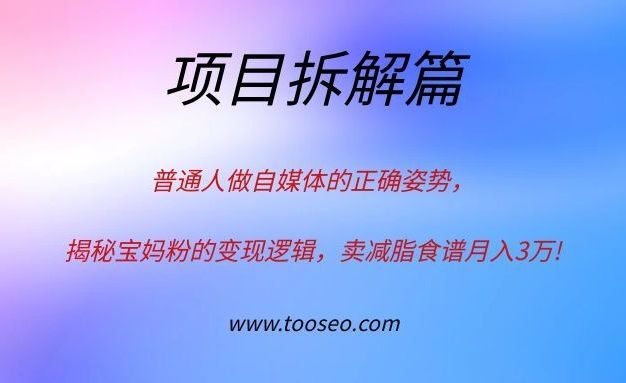 普通人做自媒体的正确姿势，揭秘宝妈粉的变现逻辑，卖减脂食谱月入3万!