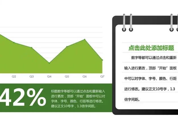 清新绿色商务折线图数据图表