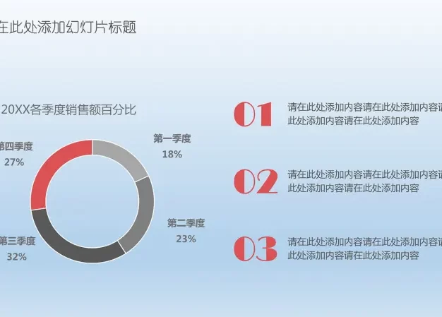 清新简约数据百分比饼状图PPT图表模板