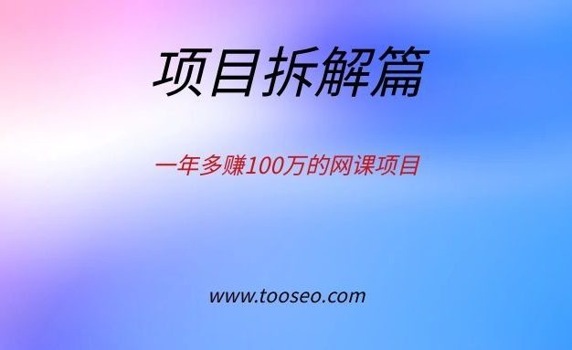 一年多赚100万的网课项目