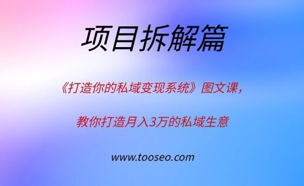 《打造你的私域变现系统》，教你打造月入3万的私域生意