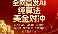 全网首发项目!AI美金算法对冲,日入2000-6000+,稳定长效0风险,彻底告别996,创业、副业逆…