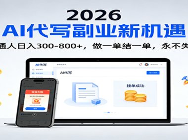 2026 副业首选!AI 代写日入 300-800,普通人0门槛,做一单结一单!