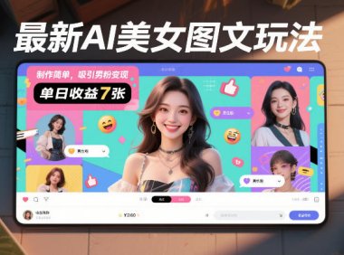 最新AI美女图文玩法,制作简单,吸引男粉变现,单天收益7张