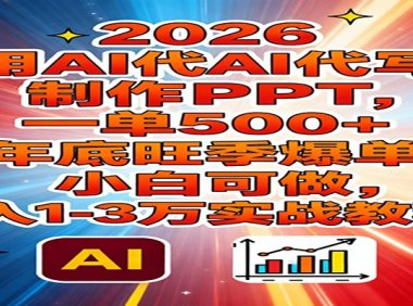 2026用AI代写制作PPT,一单500+,年底旺季爆单,小白可做,月入1-3万实战教程