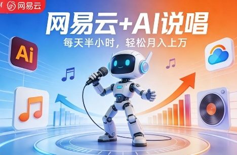 网易云+AI说唱，每天半小时，AI内容创作+流量变现，轻松月入1W