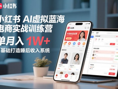 小红书AI虚拟蓝海电商实战训练营,单月入1W+,0基础打造睡后收入系统(更新)