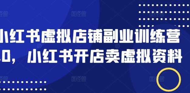小红书虚拟店铺副业训练营1.0，小红书开店卖虚拟资料