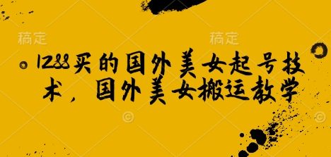 1288买的国外美女起号技术，国外美女搬运教学