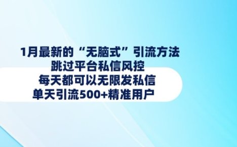 1月最新的无脑式引流方法，跳过平台私信风控，每天都可以无限发私信，单天引流500+精准用户