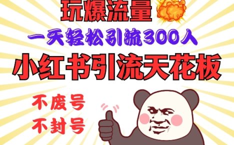 小红书引流天花板,玩爆流量,一天轻松引流300人,安全操作