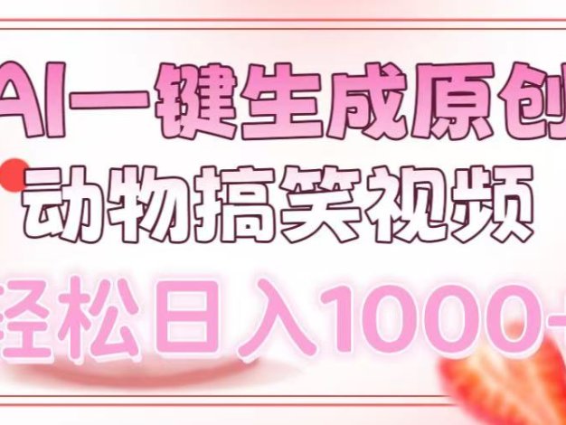 AI一键生成原创动物搞笑视频，轻松日入1000+