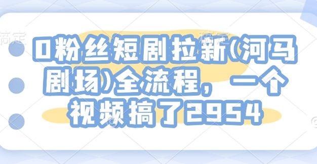 0粉丝短剧拉新(河马剧场)全流程，一个视频搞了2954